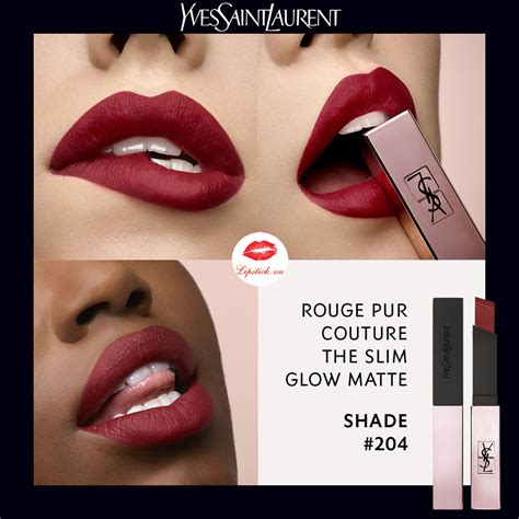 son ysl 204|YSL Private Carmine (204) Slim Glow Matte Rouge Pur Couture .